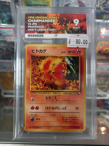 Charmander - 1998 Vending Series 1 - #4 JPN - Professor Oak's Laboratory - ACE Graded Card 9 - #518980