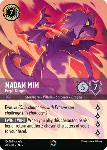 Disney Lorcana: Rise of the Floodborn - Madam Mim Purple Dragon – Enchanted - 208/204