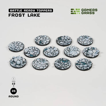 GAMER'S GRASS BATTLE READY TOPPERS - FROST LAKE - ROUND 25MM (12 COUNT)