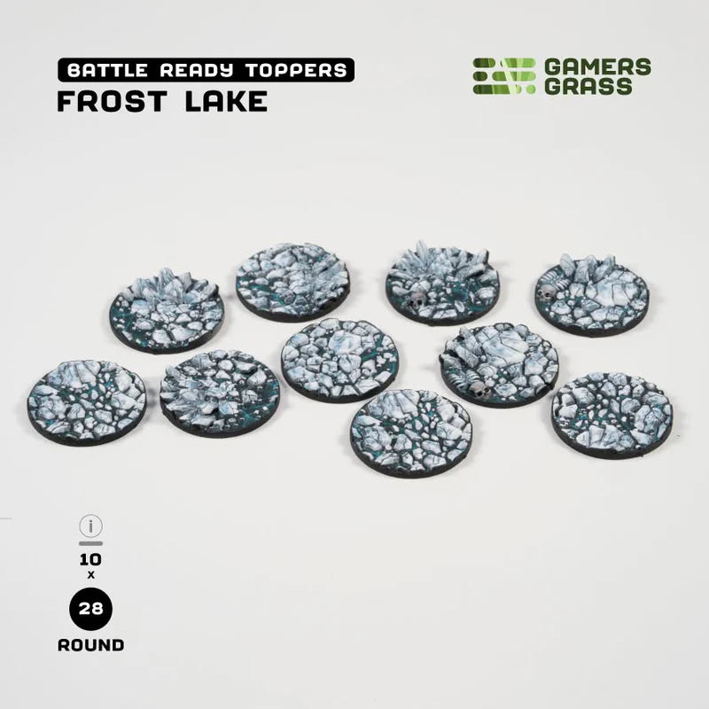 GAMER'S GRASS BATTLE READY TOPPERS - FROST LAKE - ROUND 28MM (10 COUNT)
