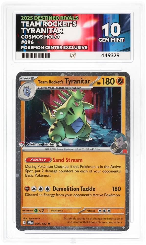 Team Rocket's Tyranitar  - 096/182 - Destined Rivals - Pokemon Center Stamped - Ace Graded Card 9 - #449329