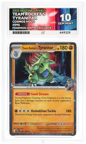Team Rocket's Tyranitar  - 096/182 - Destined Rivals - Pokemon Center Stamped - Ace Graded Card 9 - #449329