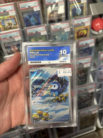 Piplup - 098/094 - Phantasmal Flames - ACE Graded Card 10 - #800815