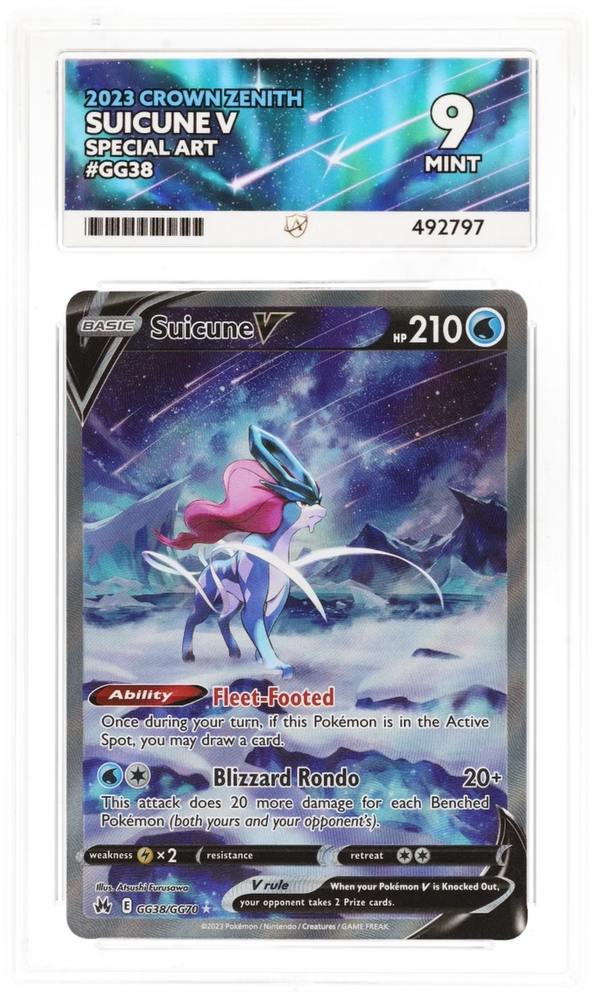 Suicune V - GG38/GG70 - Crown Zenith - Galarian Gallery - Ace Graded Card 9 - #492797
