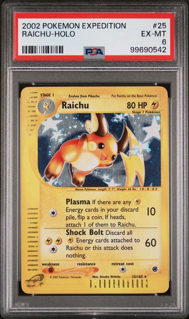 Raichu (25/165) [Expedition: Base Set] - PSA Graded Card 6 - #99690542