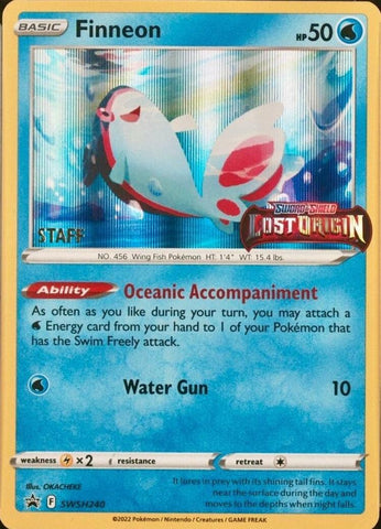 Finneon (SWSH240) (Prerelease Staff) [Sword & Shield: Black Star Promos]