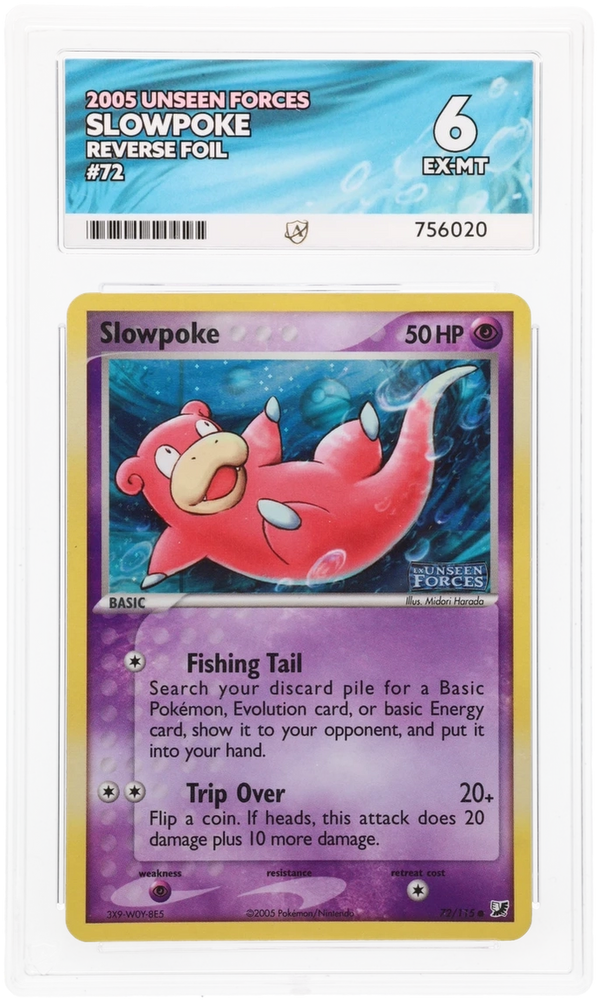 Slowpoke - 72/115 - Unseen Forces - Reverse Foil - ACE Graded Card 6 - #756020