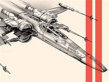 Canvas Print 60x80 cm - Star Wars Episode VII X-Wing Pencil Sketch Art)
