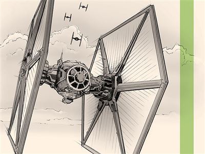 Canvas Print 60x80 cm - Star Wars Episode VII (Tie Fighter Pencil Sketch Art)
