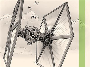 Canvas Print 60x80 cm - Star Wars Episode VII (Tie Fighter Pencil Sketch Art)