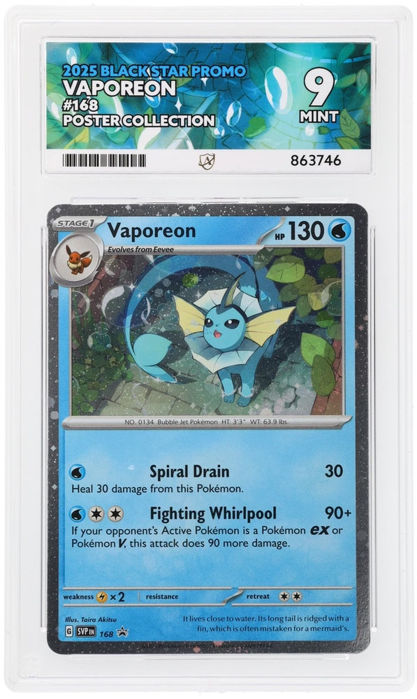 Vaporeon - 168 - Black Star Promo - Ace Graded Card 9 - #863746