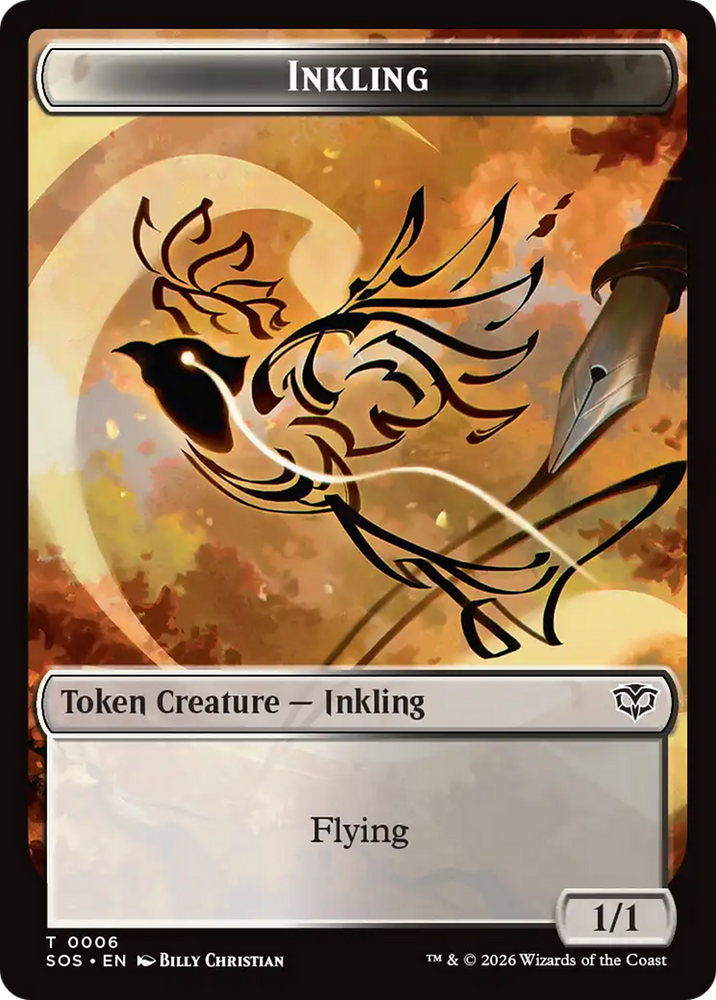 Fractal (0004) // Inkling (006) Double-Sided Token [Secrets of Strixhaven Tokens]