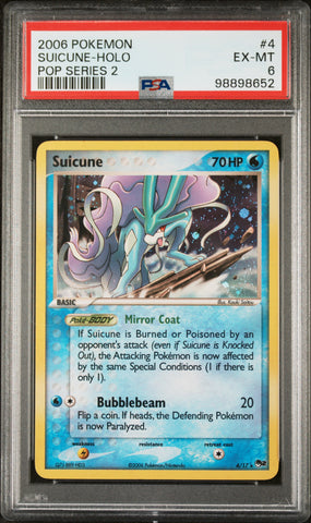 Suicune - 4/17- Pop Series 2 - Holo - PSA Graded Card 6 - #98898652