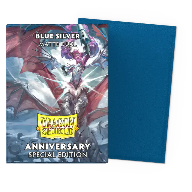 Dragon Shield - Dual Matte Standard Size Sleeves 100pk - Blue/Silver 25th Special Edition