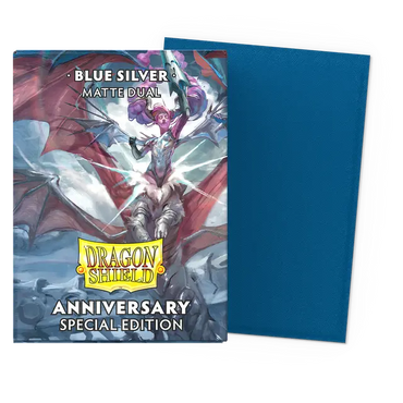 Dragon Shield - Dual Matte Standard Size Sleeves 100pk - Blue/Silver 25th Special Edition
