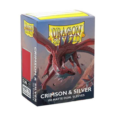 Dragon Shield - Dual Matte Standard Size Sleeves 100pk - Crimson & Silver
