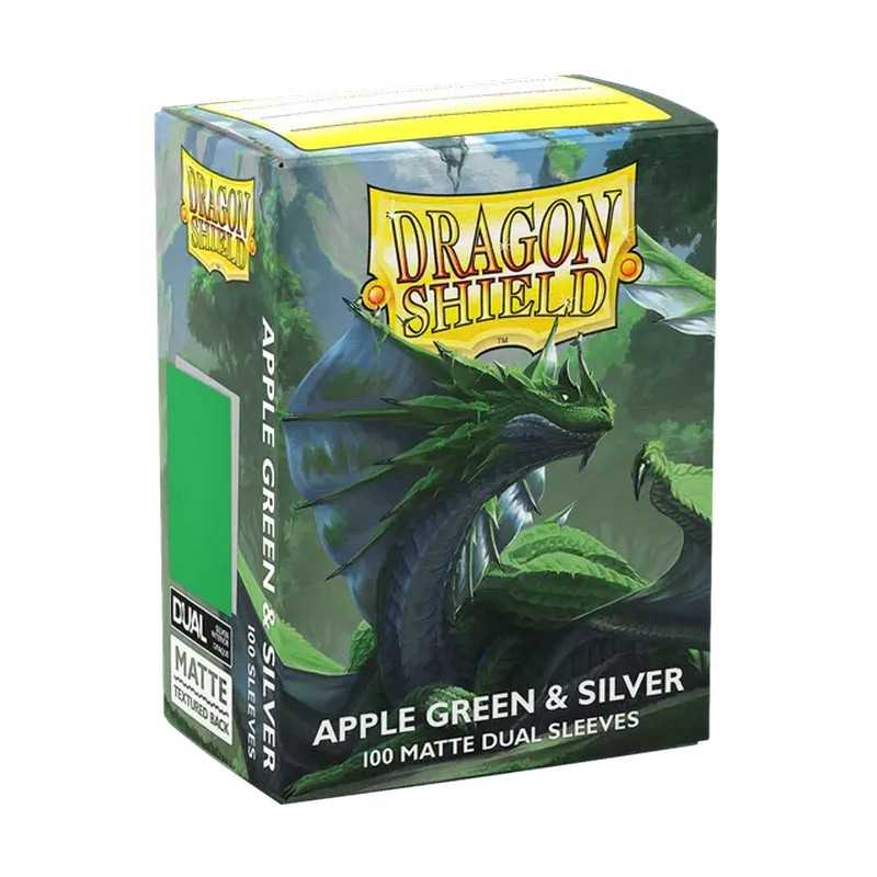 Dragon Shield - Dual Matte Standard Size Sleeves 100pk - Apple Green & Silver