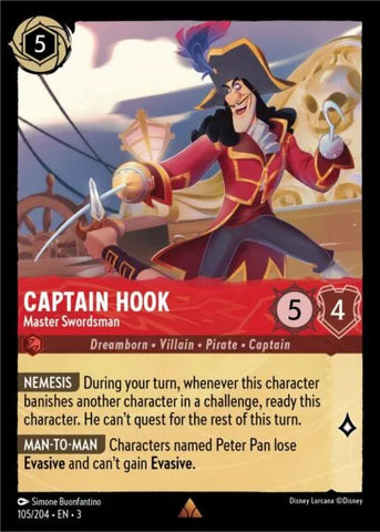 Disney Lorcana: Into The Inklands - Captain Hook – Master Swordsman - 105/204