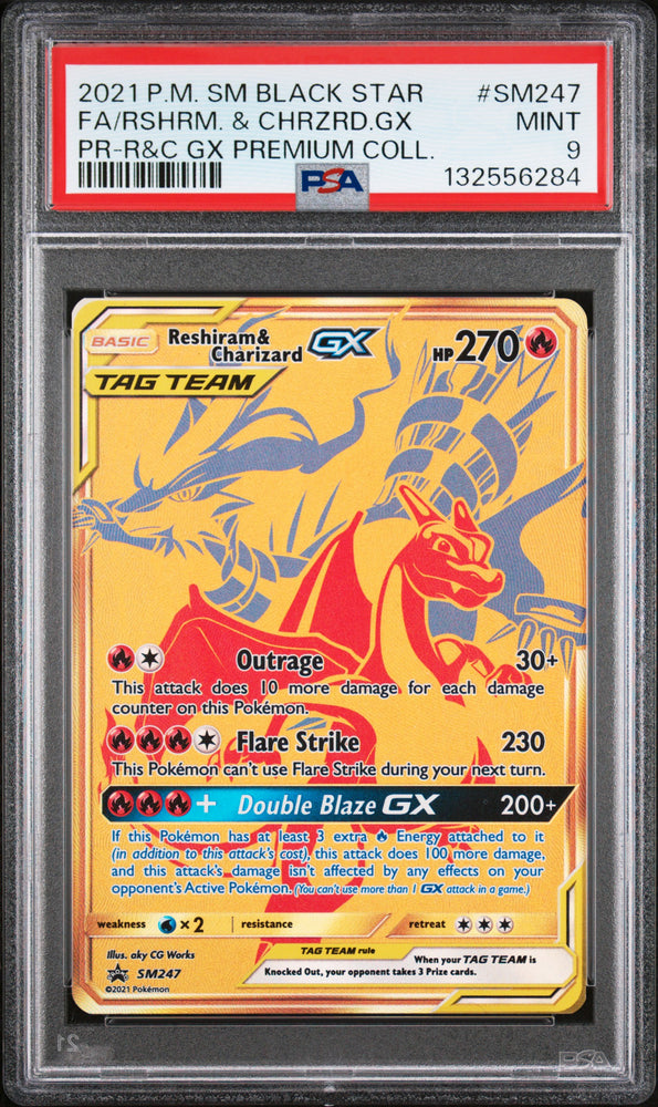 Reshiram & Charizard GX - SM 247 - Black Star Promo - PSA Graded Card 9 - #132556284