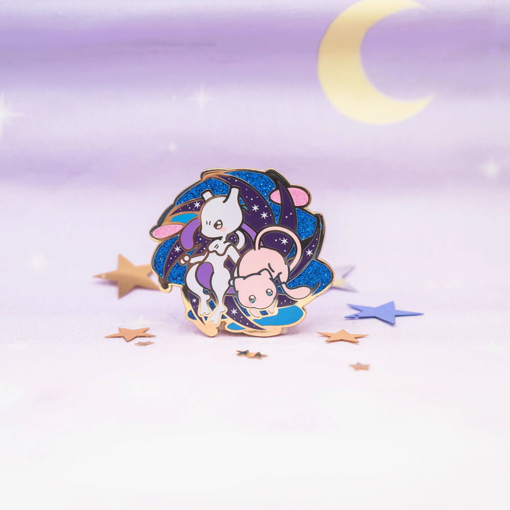 Mew & Mewtwo Jumbo Pin by Poroful