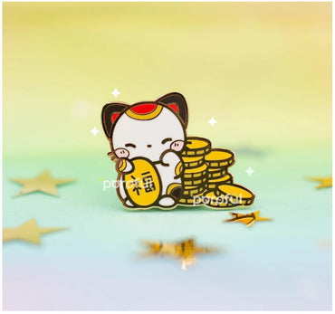 Maneki Neko / Lucky Cat Pin - Pin Badge by Poroful