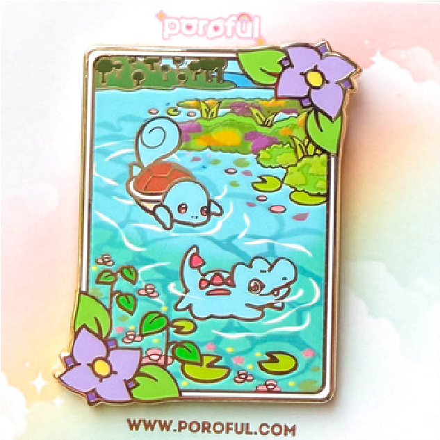 Squirtle & Totodile - Swimming Water Types - Jumbo Pin by Poroful