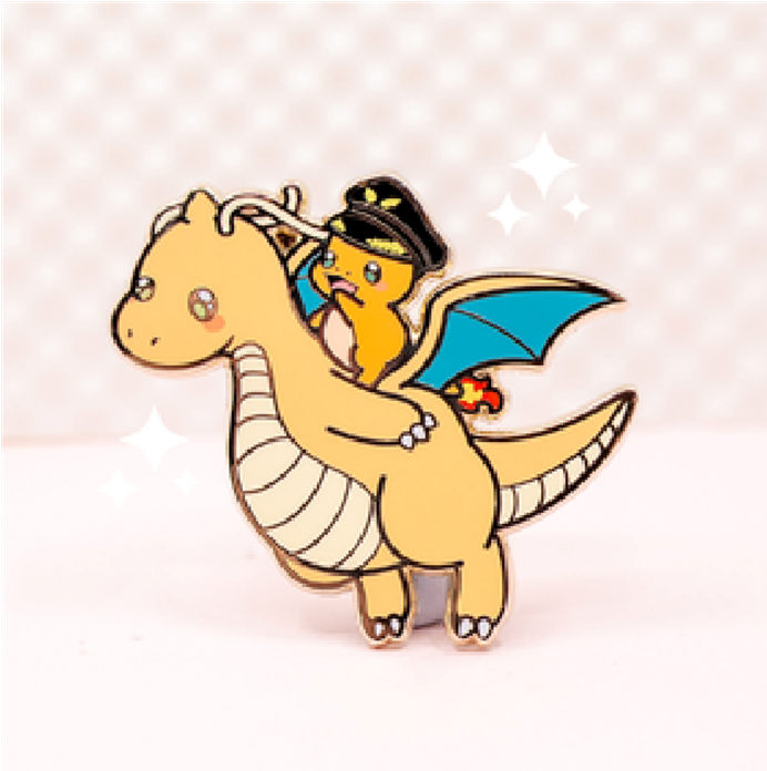 Dragonite & Charmander - TM Fly - Jumbo Pin by Poroful