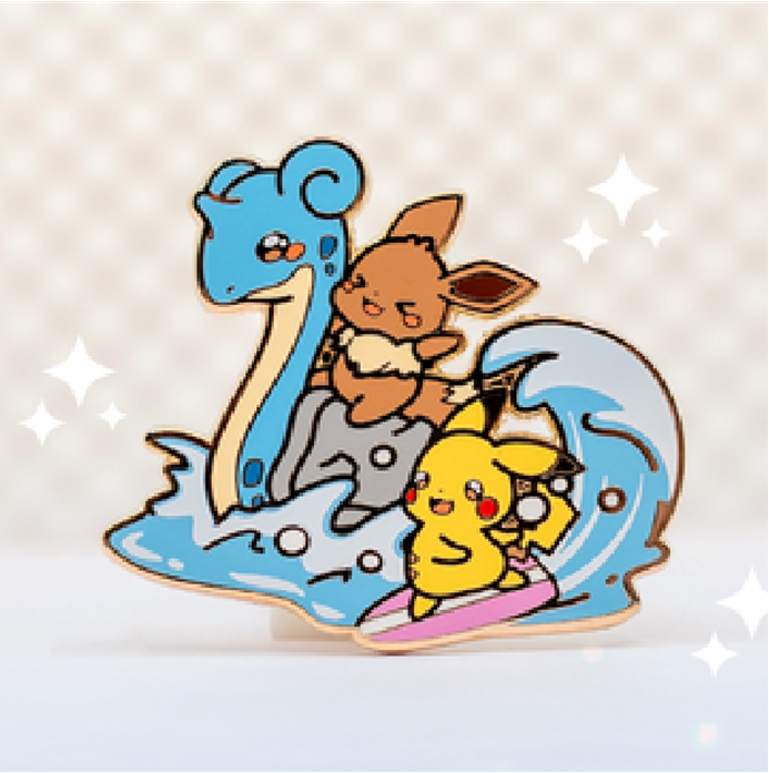 Lapras & Pikachu & Eevee - TM Surf - Jumbo Pin by Poroful