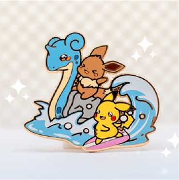 Lapras & Pikachu & Eevee - TM Surf - Jumbo Pin by Poroful