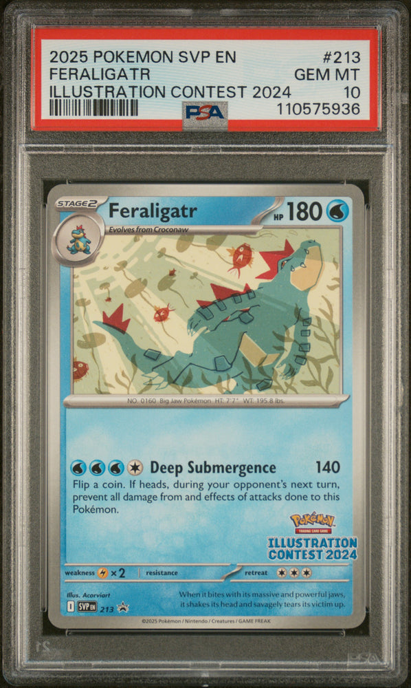Feraligatr - Illustration Contest 2024 - Black Star Promo - PSA Graded Card 10 - #110575936