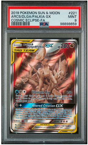 Arceus & Dialga & Palkia GX - 221/236 - Cosmic Eclipse - PSA Graded Card 9 - #98898659)