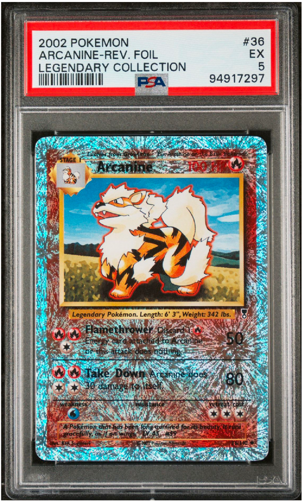 Arcanine -Reverse Holo - 36/110 - Legendary Collection - PSA Graded Card 5 - #94917297