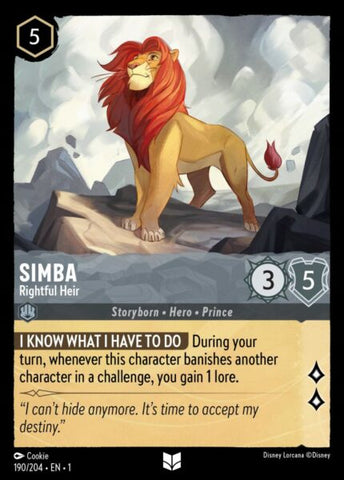 Disney Lorcana: First Chapter - Simba: Rightful Heir - 190/204 - Foil