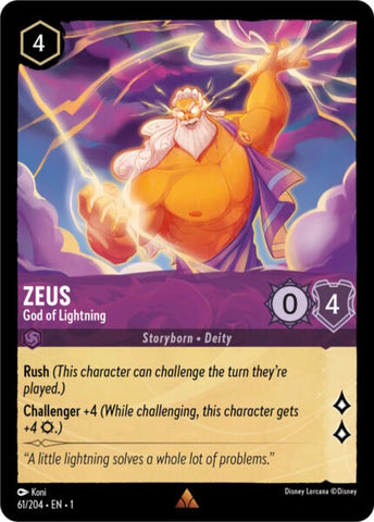 Disney Lorcana: First Chapter - Zeus: God Of Lightning - 61/204 - Foil