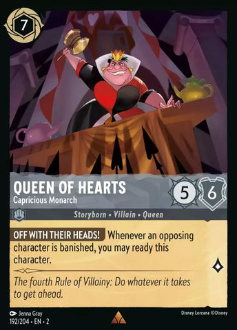 Disney Lorcana: Rise of the Floodborn - Queen of Hearts: Capricious Monarch - 192/204