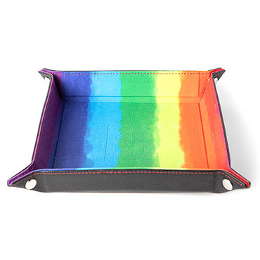Fanroll - Fold Up Velvet Dice Tray w/ PU Leather Backing - Watercolor Rainbow