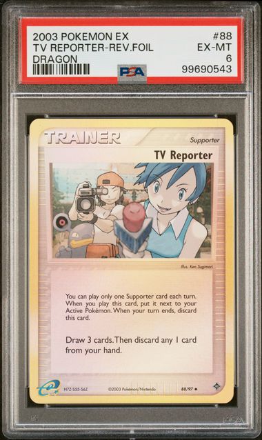 TV Reporter (88/97) [EX: Dragon] Reverse Holofoil - PSA Graded Card 6 - #99690543