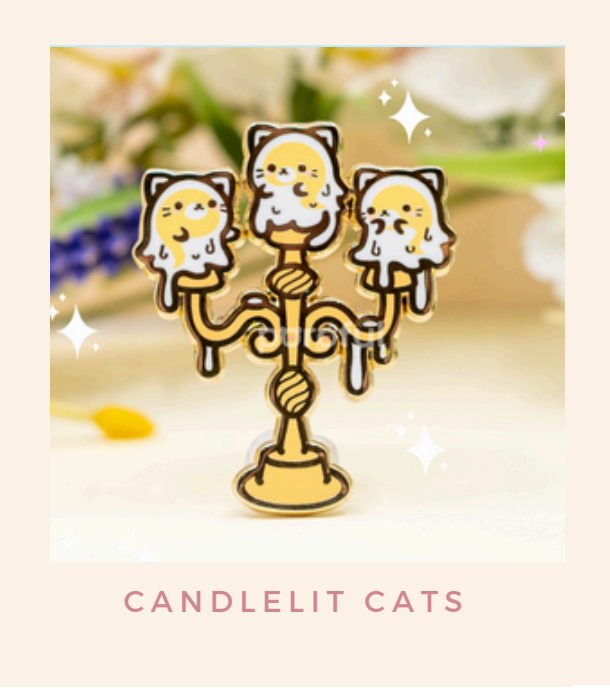 Candlelit Cats - Pin Badge by Poroful