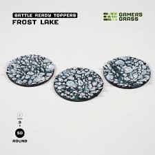 GAMER'S GRASS BATTLE READY TOPPERS - FROST LAKE - ROUND 50MM (3 COUNT)