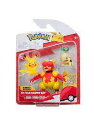 Pokemon 3-Pack Battle Figure Set - 2-Inch Turtwig, Pikachu and 3-Inch Magmar