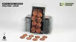 GAMER'S GRASS BATTLE READY TOPPERS - MOLTEN LAVA - ROUND 32MM (8 COUNT)