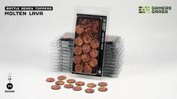 GAMER'S GRASS BATTLE READY TOPPERS - MOLTEN LAVA - ROUND 25MM (12 COUNT)