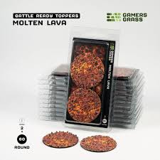 GAMER'S GRASS BATTLE READY TOPPERS - MOLTEN LAVA - ROUND 60MM (2 COUNT)