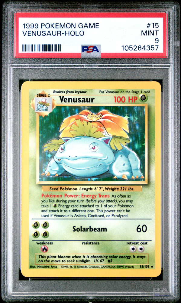 Venusaur - Base Set - Holo Rare - 15/102 - PSA Graded Card 9 - #105264357