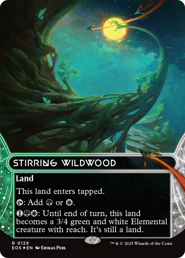 Stirring Wildwood (0129) (Borderless) (Galaxy Foil) [Edge of Eternities: Stellar Sights]