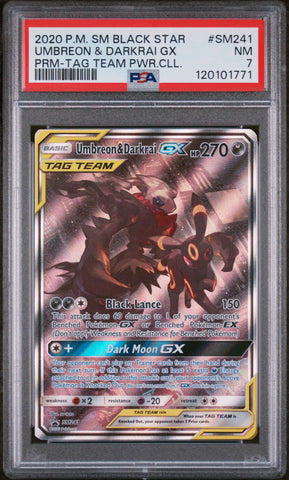 Umbreon & Darkrai GX - SM241 - Holo - Black Star Promo - PSA Graded Card 7 - #120101771