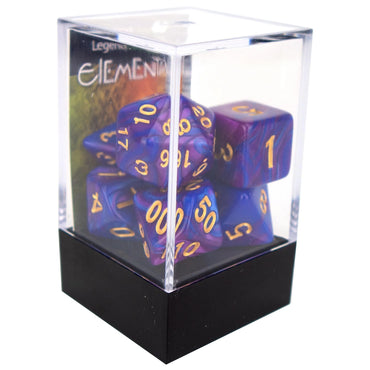 Poly Dice Set - Elemental - Dark Blue and Purple, Boxed