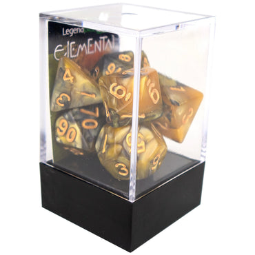 Poly Dice Set - Elemental - Gold and Black, Boxed