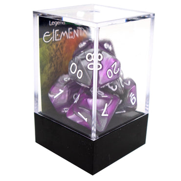 Poly Dice Set - Elemental - Steel and Purple, Boxed