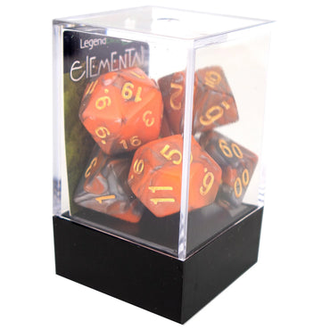 Poly Dice Set - Elemental - Steel and Orange, Boxed